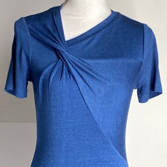 Elie Tahari Blue Short Sleeve Mini Sweater Dress - Picture 6 of 8